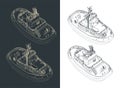 Tugboat isometric drawings Royalty Free Stock Photo