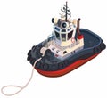 Tugboat isometric view on white background