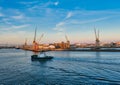 Tugboat Leaving LA Harbor Royalty Free Stock Photo