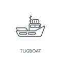 tugboat linear icon. Modern outline tugboat logo concept on whit