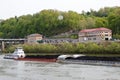 Tugboat Moving Barges Filled with Coal Royalty Free Stock Photo