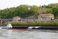 Tugboat Moving Barges Filled with Coal