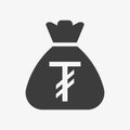 Tugrik icon. Sack with Mongolian currency symbol