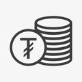 Tugrik icon. Pile of coins. Mongolian currency