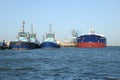 Tugs and tanker Royalty Free Stock Photo