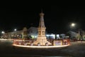 Tugu Jogja or Yogyakarta Monument, Indonesia. Taken in night with vehicle traffic light trail. Yogyakarta, Indonesia - November, Royalty Free Stock Photo