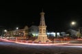 Tugu Jogja or Yogyakarta Monument, Indonesia. Taken in night with vehicle traffic light trail. Yogyakarta, Indonesia - November, Royalty Free Stock Photo