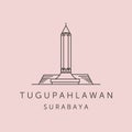 tugu pahlawan surabaya line art logo vector symbol illustration design