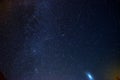 TUHINJ VALLEY, SLOVENIA - AUGUST 12, 2023: Perseid meteor shower, seen on the evening sky from Tuhinj valley in Slovenia Royalty Free Stock Photo