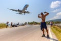 TUI Boeing 757-200 airplane Skiathos airport Royalty Free Stock Photo