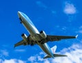 TUIFly Boeing 737 approaching Frankfurt belly shot Royalty Free Stock Photo