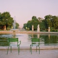 Tuilerie garden empty in the morning, Paris, France