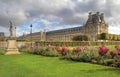 Tuileries gardens in Paris , Louvre museum Royalty Free Stock Photo