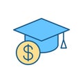 Tuition cost RGB color icon Royalty Free Stock Photo