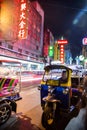 Tuk Tuk night views in Chinatown, Bangkok, Thailand Royalty Free Stock Photo