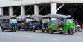 Tuk tuk taxis and their drivers, Bangkok Royalty Free Stock Photo
