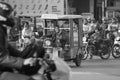 Tuk tuk car in busy traffic street in India Royalty Free Stock Photo