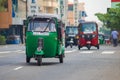 Tuk-tuk on a city street close-up, Sri Lanka