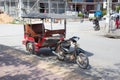 Tuk tuk on the city street, Kampot, Cambodia