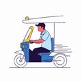 Tuk-Tuk Driver Flat Design Illustration Royalty Free Stock Photo