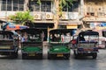 Tuk tuk drivers waiting for passengers in Bangkok, Thailand Royalty Free Stock Photo