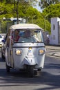 Tuk Tuk taxis on the road in Albuferia in the Portuguese Algarve