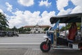 A tuk-tuk Tradition taxis parked at Three Kings Monument and waiting to take a traveller to go sightseeing in Chiang Mai, Thaila