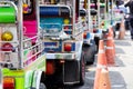 Tuk tuks taxi lined up in Bangkok