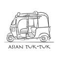 Tuktuk, motorbike asian taxi. Sketch for your design