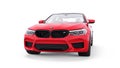 Tula, Russia. February 26, 2021: BMW M5 red luxury sport car isolated on white background. 3d rendering.