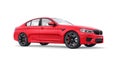 Tula, Russia. February 26, 2021: BMW M5 red luxury sport car isolated on white background. 3d rendering.