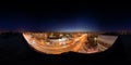 TULA, RUSSIA - FEBRUARY 08, 2012: Night city winter roof spherical panorama in equirectangular projection