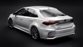 Tula, Russia. February 28, 2021: Toyota Corolla Sedan 2020 compact city white car isolated on black background. 3d