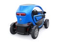 Tula, Russia. January 30, 2022: Renault Twizy ZE 2015: Blue Super compact electric city car for two passengers. 3D