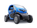 Tula, Russia. January 30, 2022: Renault Twizy ZE 2015: Blue Super compact electric city car for two passengers. 3D