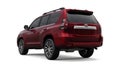 Tula, Russia. July 12, 2021: Toyota Land Cruiser Prado 2018 dark red suv car isolated on white background. 3d rendering. Royalty Free Stock Photo