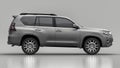 Tula, Russia. July 12, 2021: Toyota Land Cruiser Prado 2018 gray suv car isolated on gray background. 3d rendering.