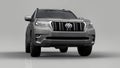 Tula, Russia. July 12, 2021: Toyota Land Cruiser Prado 2018 gray suv car isolated on gray background. 3d rendering.