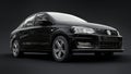 Tula, Russia. July 10, 2021: Volkswagen Polo sedan black compact city car isolated on black background. 3d rendering.