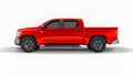 Tula, Russia. June 7, 2021: Toyota Tundra 2020 full size pickup red truck isolated on white background. 3d rendering.