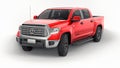 Tula, Russia. June 7, 2021: Toyota Tundra 2020 full size pickup red truck isolated on white background. 3d rendering. Royalty Free Stock Photo