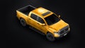 Tula, Russia. June 6, 2021: Toyota Tundra 2020 full size pickup yellow truck isolated on black background. 3d rendering. Royalty Free Stock Photo