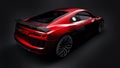 Tula, Russia. May 11, 2021: Audi R8 V10 Quattro 2016 red luxury stylish super sport car on black background. 3d