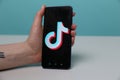 Tula, Russia - May 12 , 2019: TikTok on phone display. Royalty Free Stock Photo