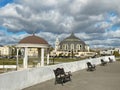 Tula, Russia - October 13, 2023. Tula Museum of Weapons Helmet with a rotunda and a park in the summer against the