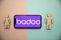 Tula, Russia - September 07, 2021: Badoo app logo on iPhone display Royalty Free Stock Photo