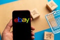 Tula, Russia - September 08, 2020: Ebay app logo on iPhone display