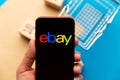 Tula, Russia - September 08, 2020: Ebay app logo on iPhone display Royalty Free Stock Photo