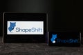 Tula 24 09 2019: ShapeShift on the tablet and phone display. Royalty Free Stock Photo