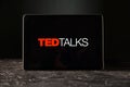 Tula 24 09 2019: Ted talks on the tablet display. Royalty Free Stock Photo